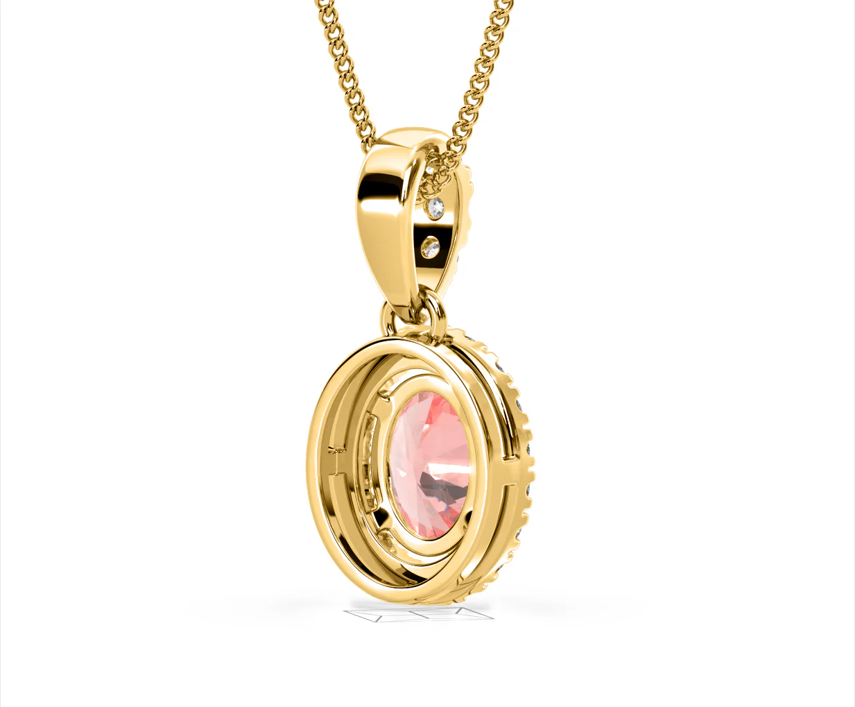 Georgina Pink Lab Diamond Oval Halo Necklace 1.38ct in 18KGold - Elara Collection - Image 54