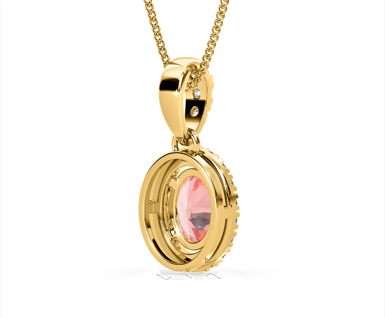 Georgina Pink Lab Diamond Oval Halo Necklace 1.38ct in 18KGold - Elara Collection - Image 55