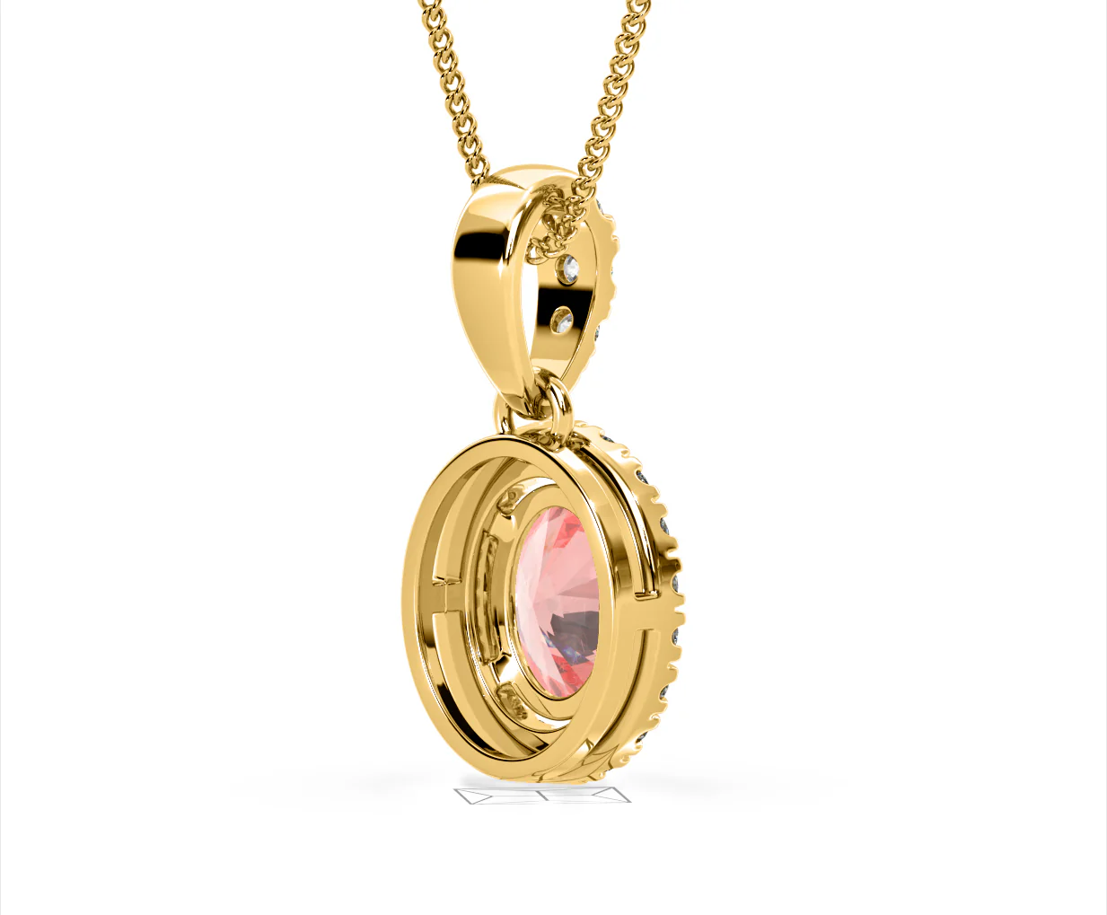 Georgina Pink Lab Diamond Oval Halo Necklace 1.38ct in 18KGold - Elara Collection - Image 56