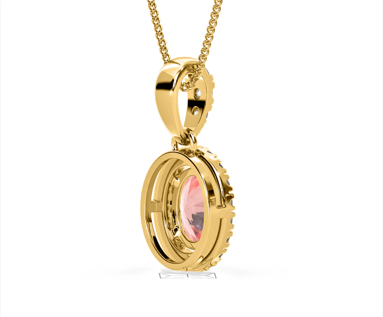 Georgina Pink Lab Diamond Oval Halo Necklace 1.38ct in 18KGold - Elara Collection - Image 57