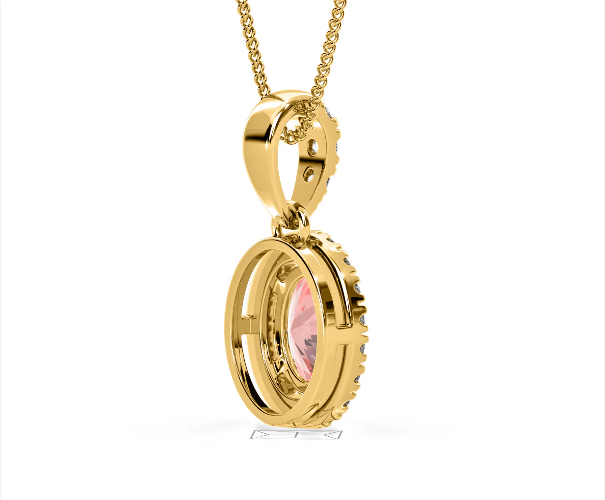 Georgina Pink Lab Diamond Oval Halo Necklace 1.38ct in 18KGold - Elara Collection - Image 58