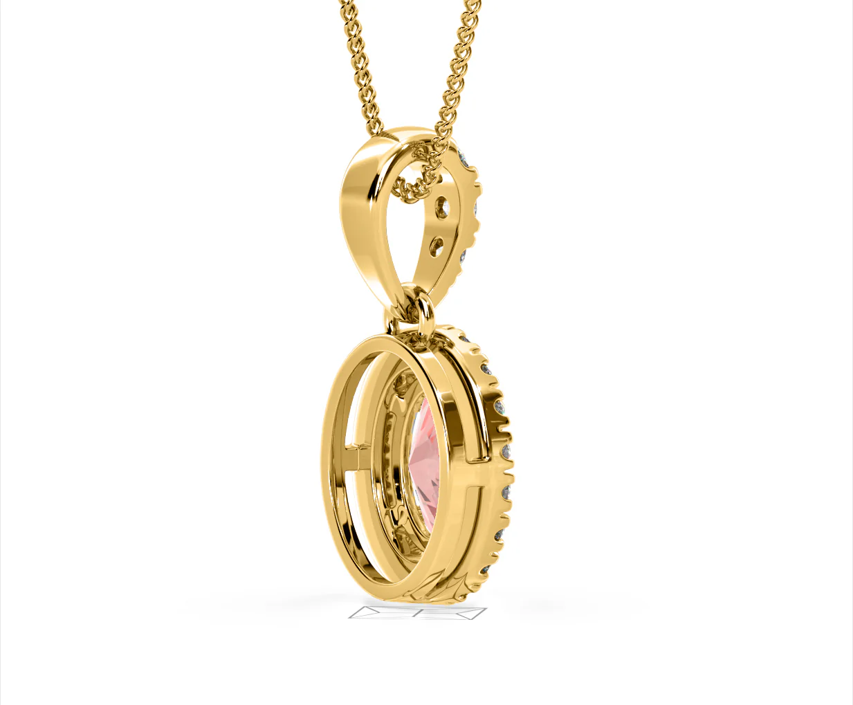 Georgina Pink Lab Diamond Oval Halo Necklace 1.38ct in 18KGold - Elara Collection - Image 59