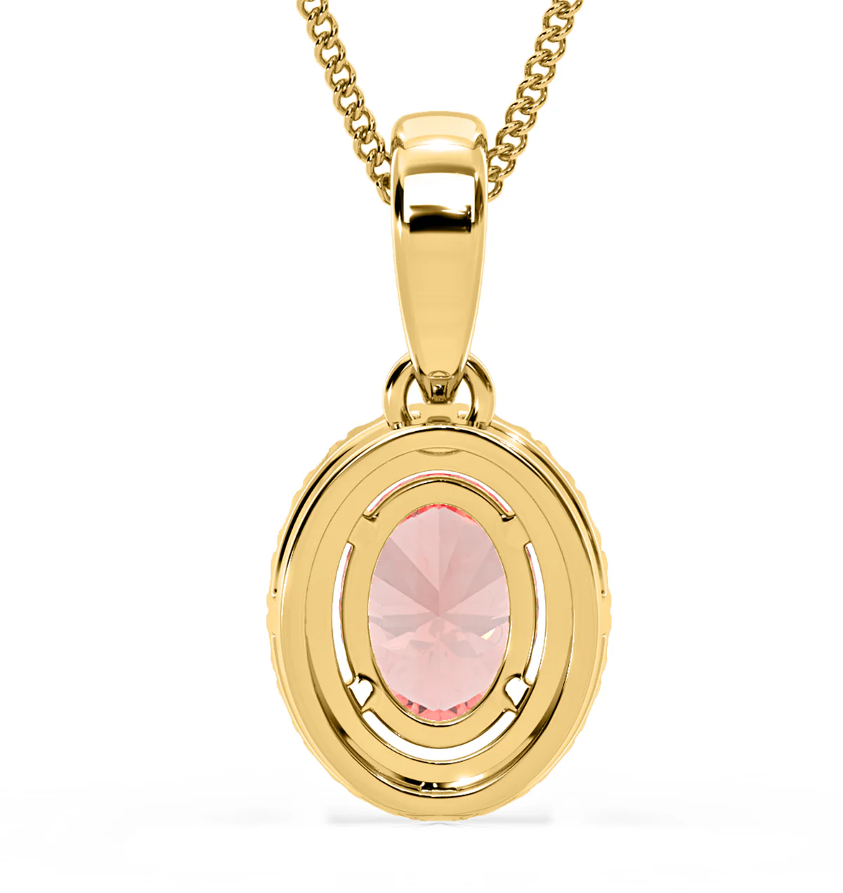 Georgina Pink Lab Diamond Oval Halo Necklace 1.38ct in 18KGold - Elara Collection - Image 6