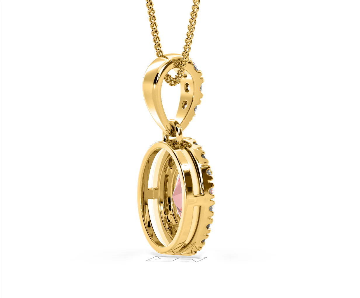 Georgina Pink Lab Diamond Oval Halo Necklace 1.38ct in 18KGold - Elara Collection - Image 60