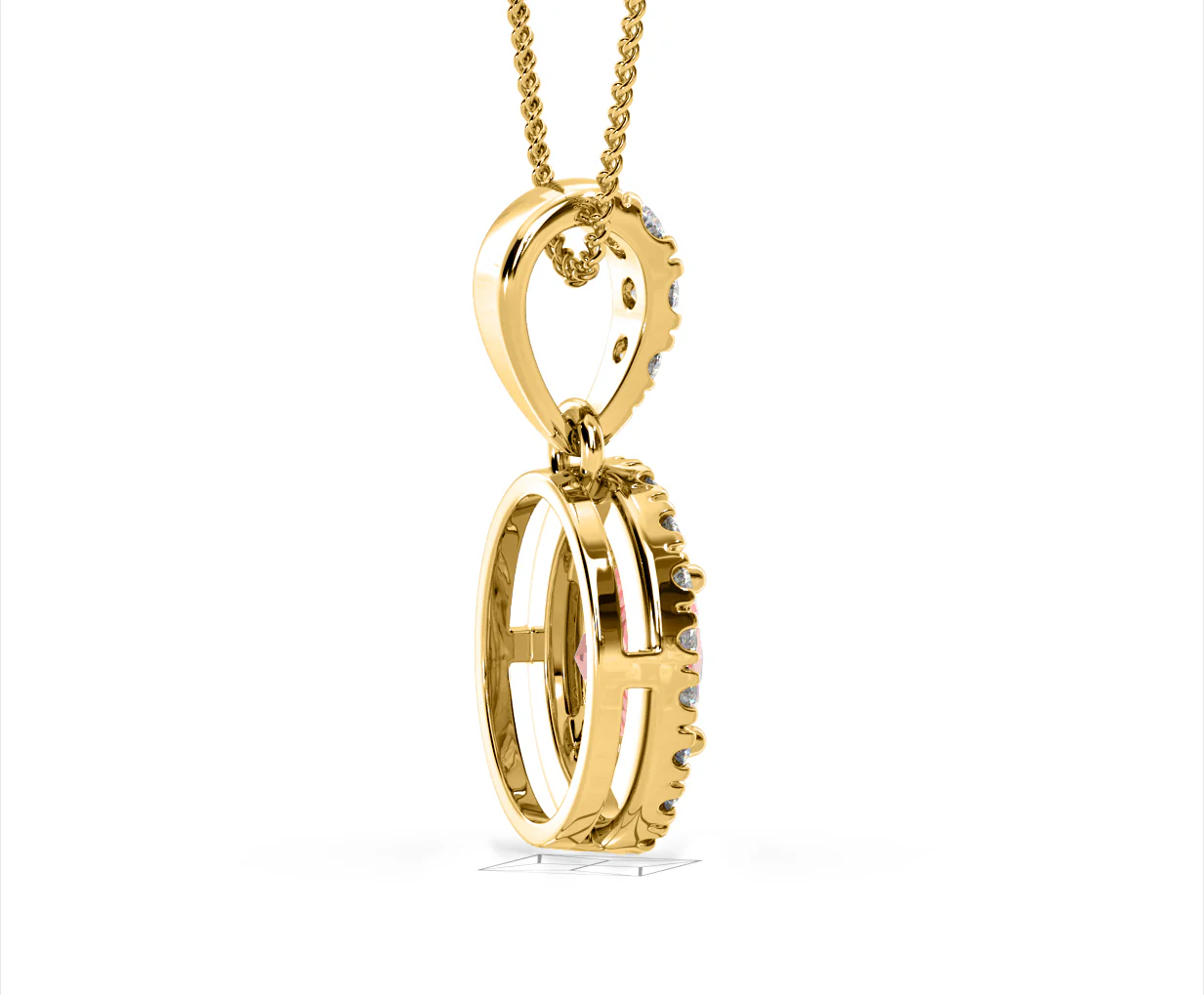 Georgina Pink Lab Diamond Oval Halo Necklace 1.38ct in 18KGold - Elara Collection - Image 62