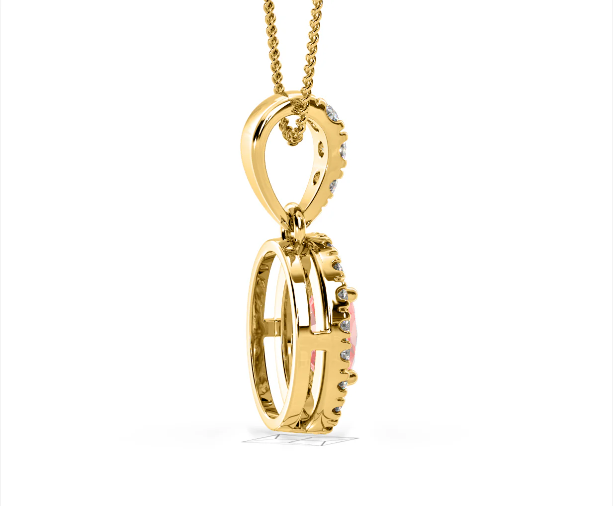 Georgina Pink Lab Diamond Oval Halo Necklace 1.38ct in 18KGold - Elara Collection - Image 63