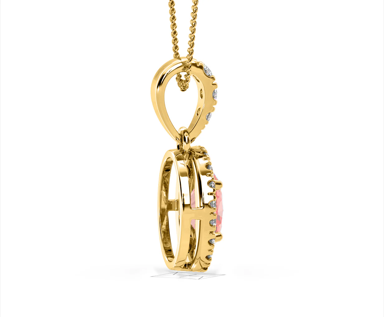 Georgina Pink Lab Diamond Oval Halo Necklace 1.38ct in 18KGold - Elara Collection - Image 64