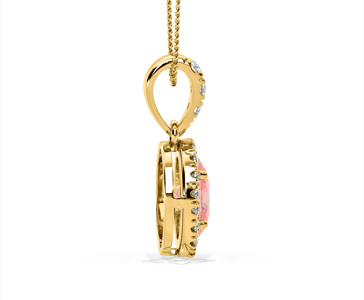 Georgina Pink Lab Diamond Oval Halo Necklace 1.38ct in 18KGold - Elara Collection - Image 66