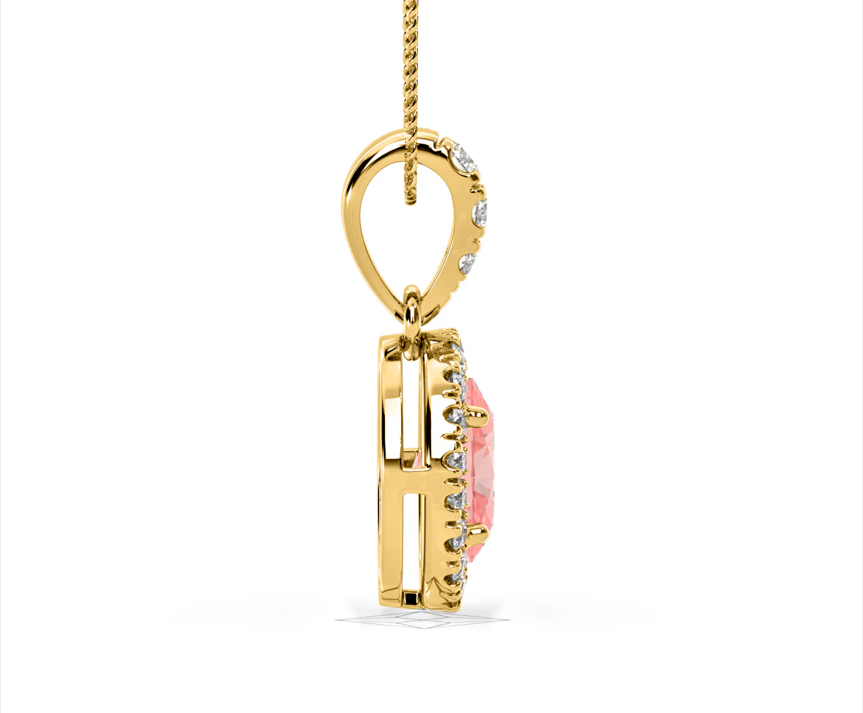 Georgina Pink Lab Diamond Oval Halo Necklace 1.38ct in 18KGold - Elara Collection - Image 67
