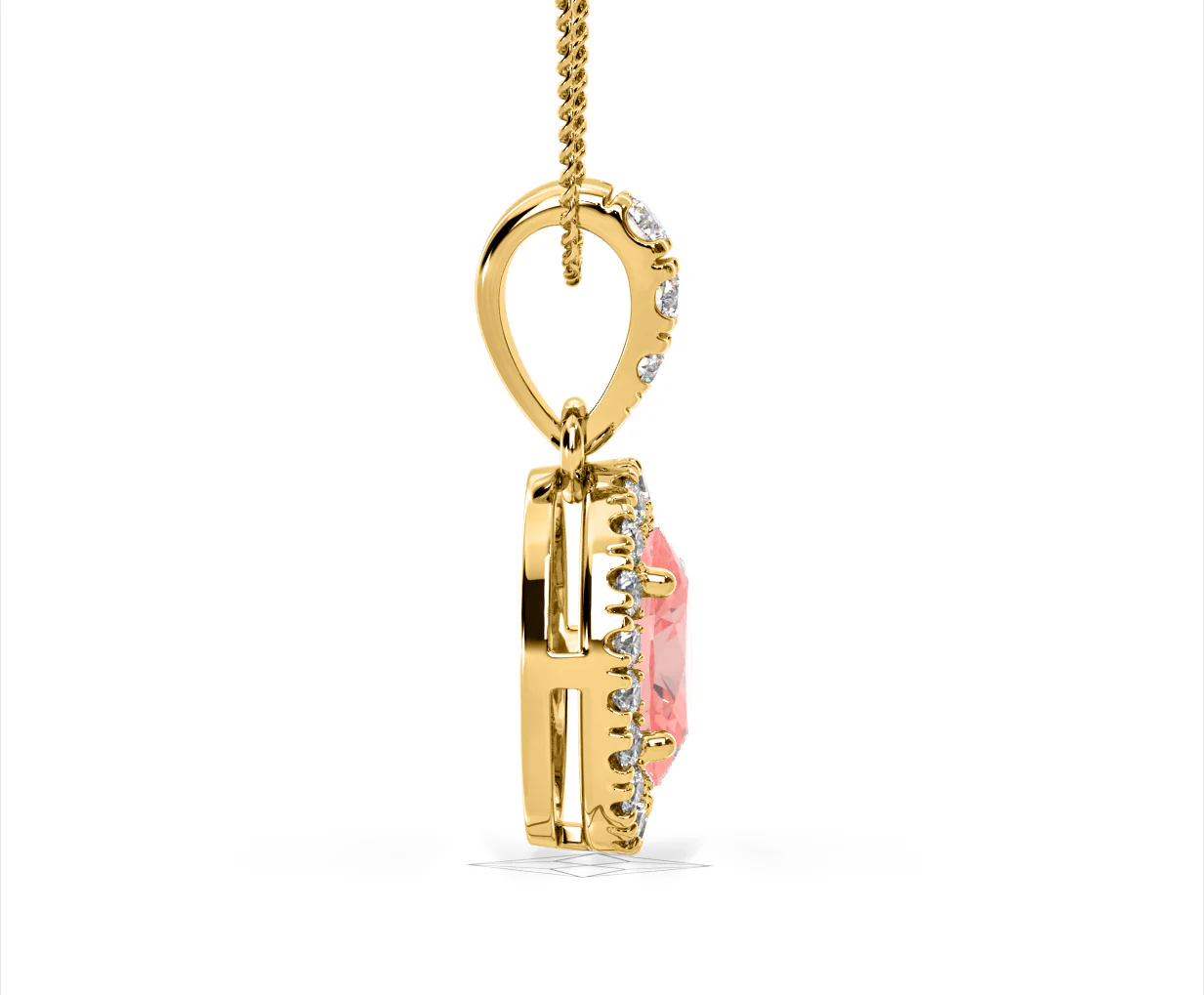 Georgina Pink Lab Diamond Oval Halo Necklace 1.38ct in 18KGold - Elara Collection - Image 68