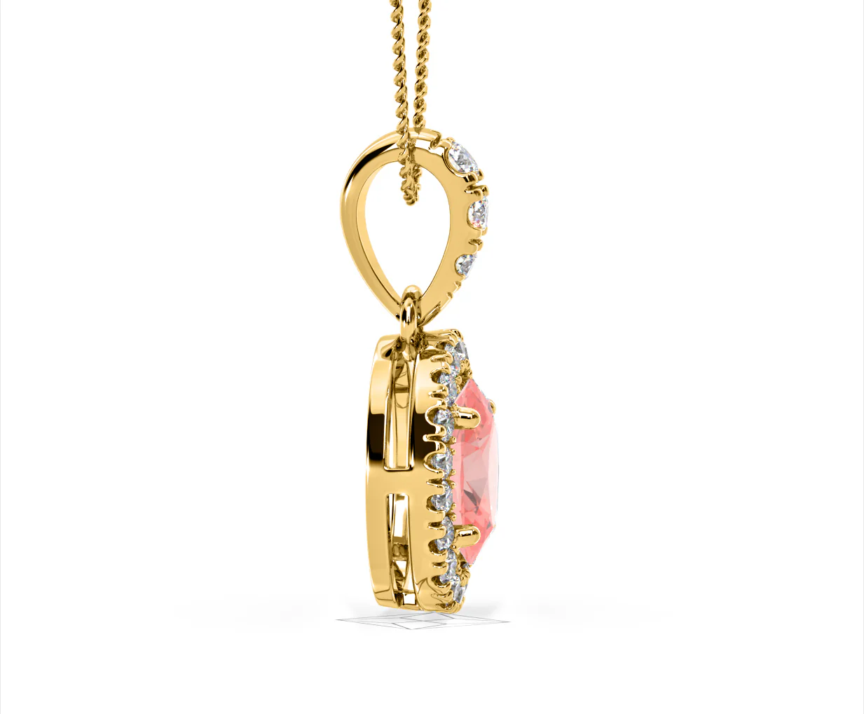 Georgina Pink Lab Diamond Oval Halo Necklace 1.38ct in 18KGold - Elara Collection - Image 69