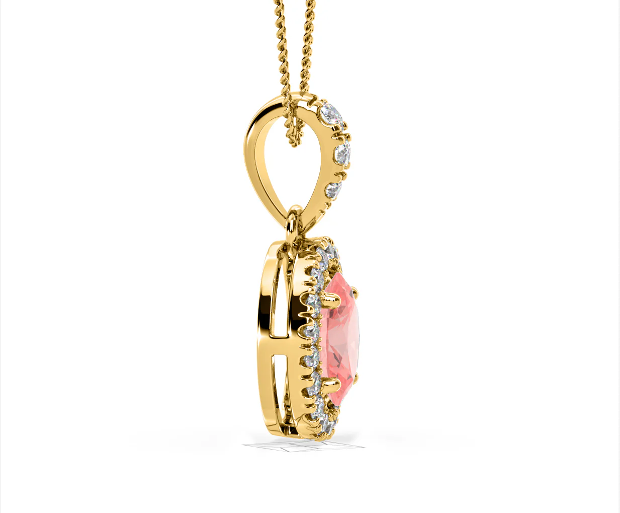 Georgina Pink Lab Diamond Oval Halo Necklace 1.38ct in 18KGold - Elara Collection - Image 70