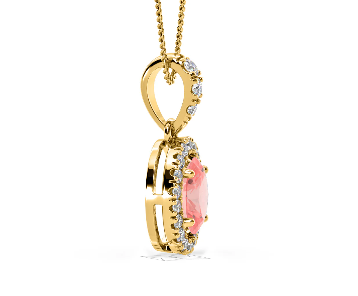 Georgina Pink Lab Diamond Oval Halo Necklace 1.38ct in 18KGold - Elara Collection - Image 71