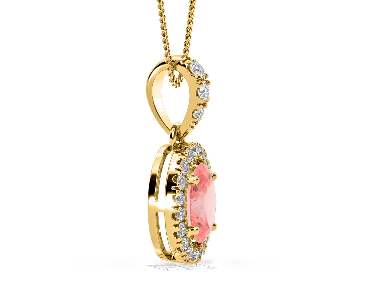 Georgina Pink Lab Diamond Oval Halo Necklace 1.38ct in 18KGold - Elara Collection - Image 72