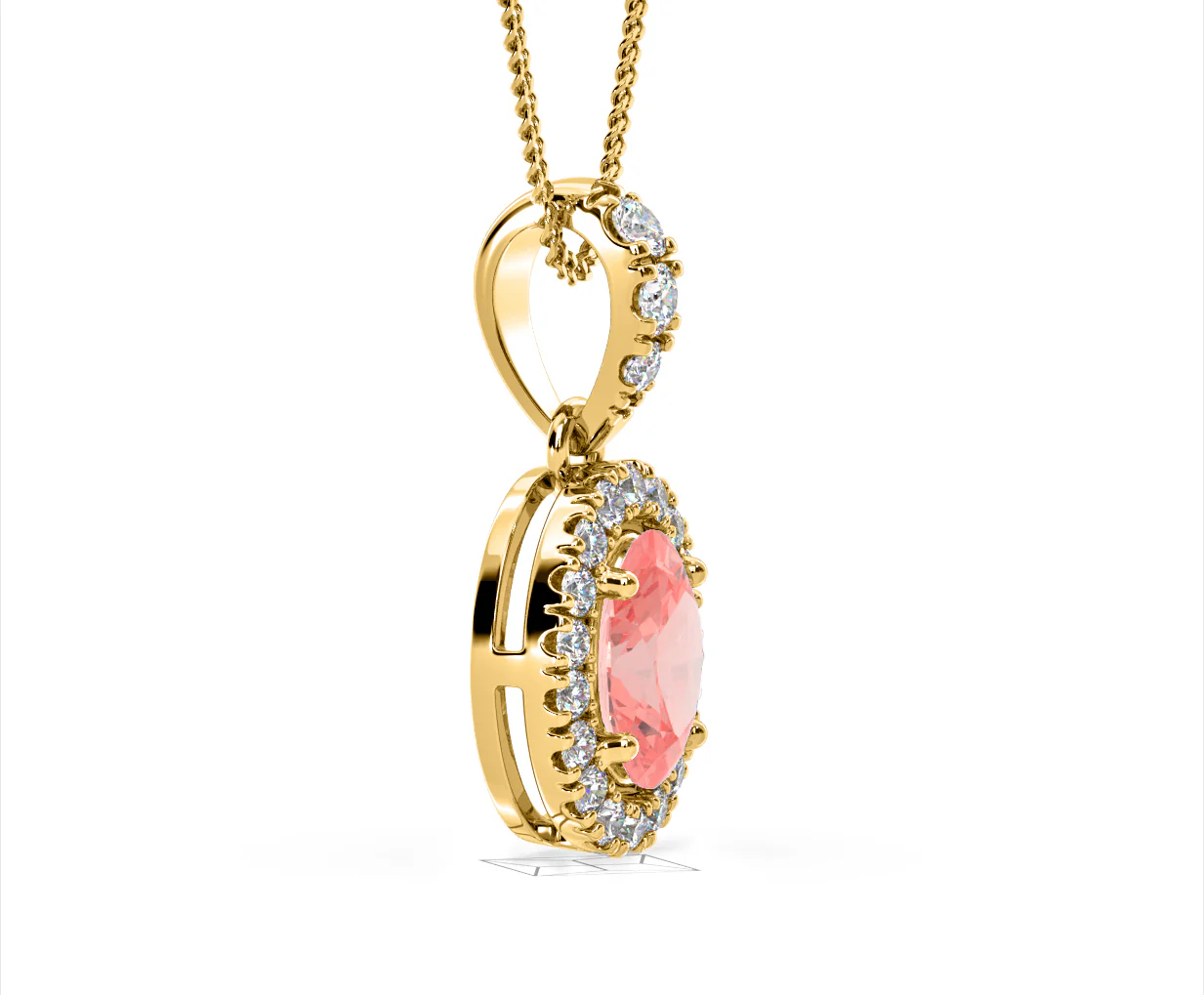 Georgina Pink Lab Diamond Oval Halo Necklace 1.38ct in 18KGold - Elara Collection - Image 73