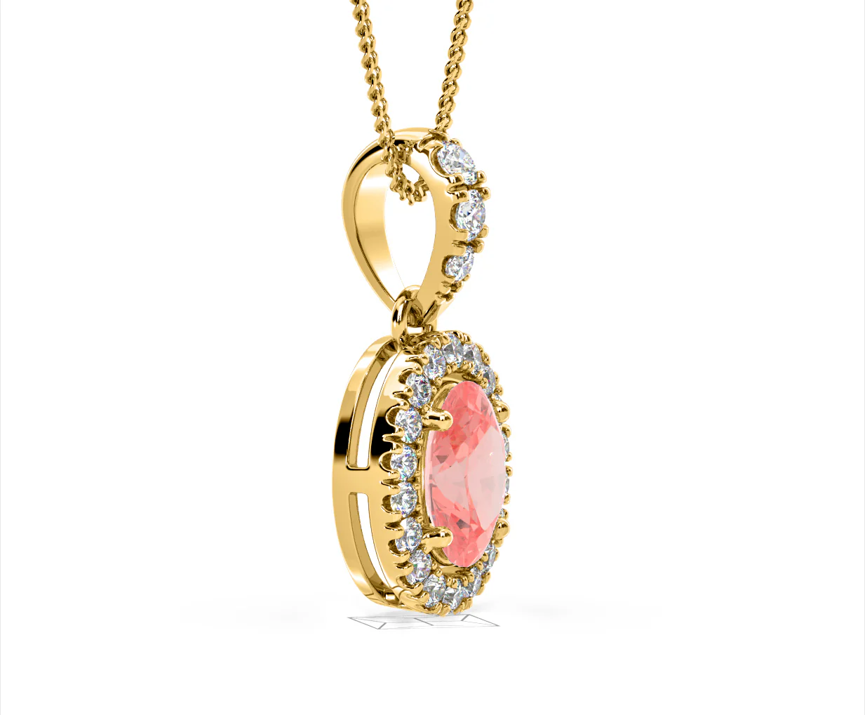 Georgina Pink Lab Diamond Oval Halo Necklace 1.38ct in 18KGold - Elara Collection - Image 74