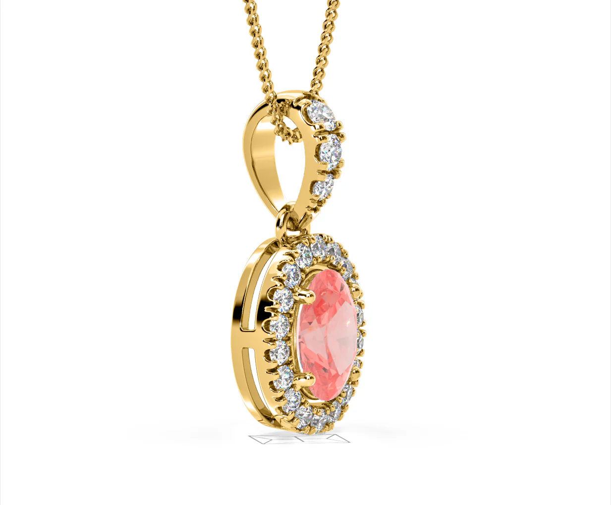 Georgina Pink Lab Diamond Oval Halo Necklace 1.38ct in 18KGold - Elara Collection - Image 75