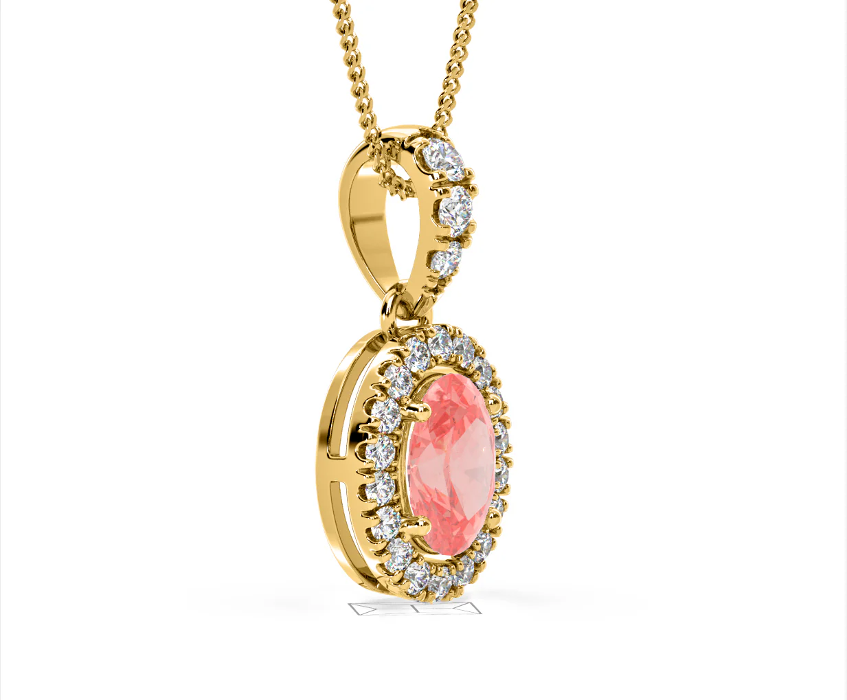 Georgina Pink Lab Diamond Oval Halo Necklace 1.38ct in 18KGold - Elara Collection - Image 76
