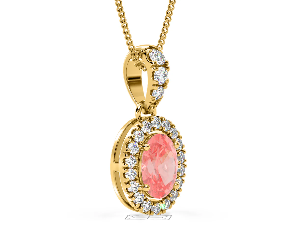 Georgina Pink Lab Diamond Oval Halo Necklace 1.38ct in 18KGold - Elara Collection - Image 78