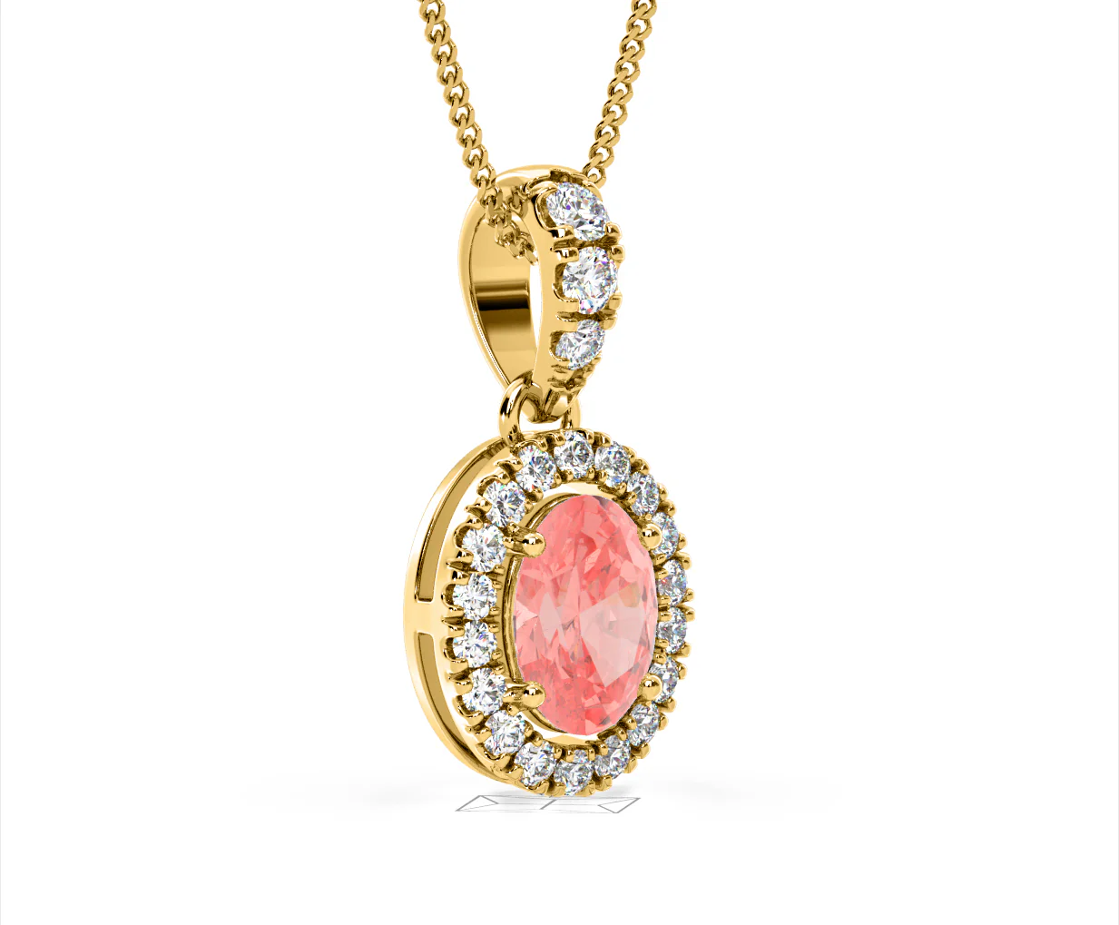 Georgina Pink Lab Diamond Oval Halo Necklace 1.38ct in 18KGold - Elara Collection - Image 79