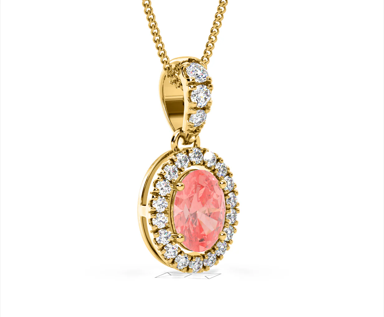 Georgina Pink Lab Diamond Oval Halo Necklace 1.38ct in 18KGold - Elara Collection - Image 80