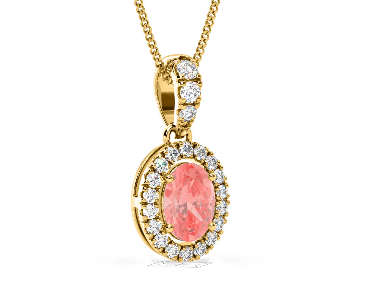 Georgina Pink Lab Diamond Oval Halo Necklace 1.38ct in 18KGold - Elara Collection - Image 81