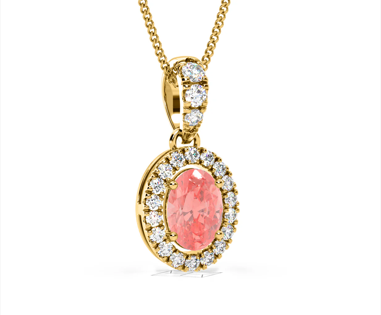 Georgina Pink Lab Diamond Oval Halo Necklace 1.38ct in 18KGold - Elara Collection - Image 82