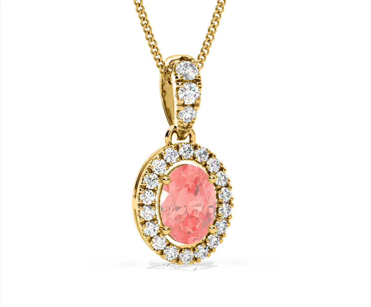 Georgina Pink Lab Diamond Oval Halo Necklace 1.38ct in 18KGold - Elara Collection - Image 83