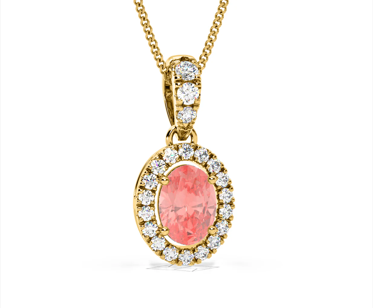 Georgina Pink Lab Diamond Oval Halo Necklace 1.38ct in 18KGold - Elara Collection - Image 84