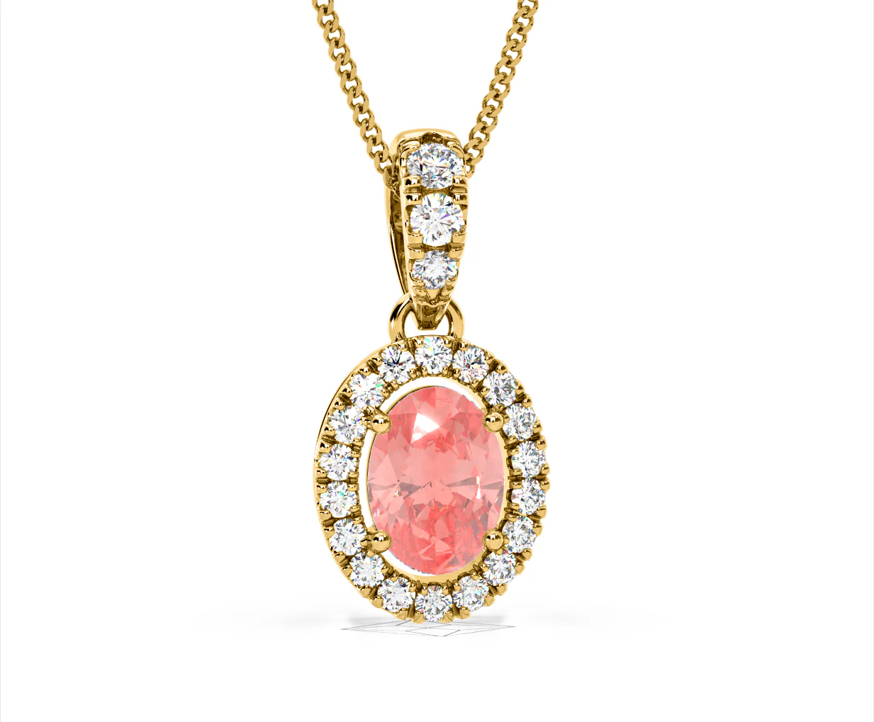 Georgina Pink Lab Diamond Oval Halo Necklace 1.38ct in 18KGold - Elara Collection - Image 85