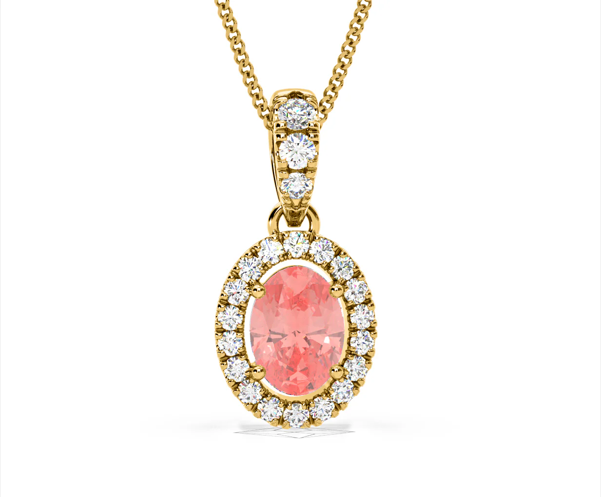 Georgina Pink Lab Diamond Oval Halo Necklace 1.38ct in 18KGold - Elara Collection - Image 86