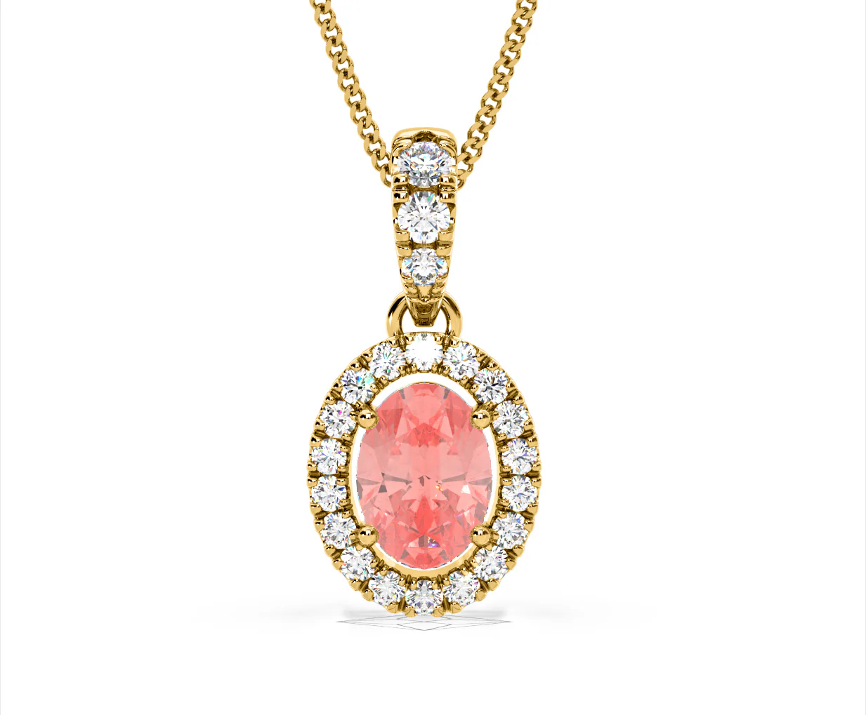 Georgina Pink Lab Diamond Oval Halo Necklace 1.38ct in 18KGold - Elara Collection - Image 87