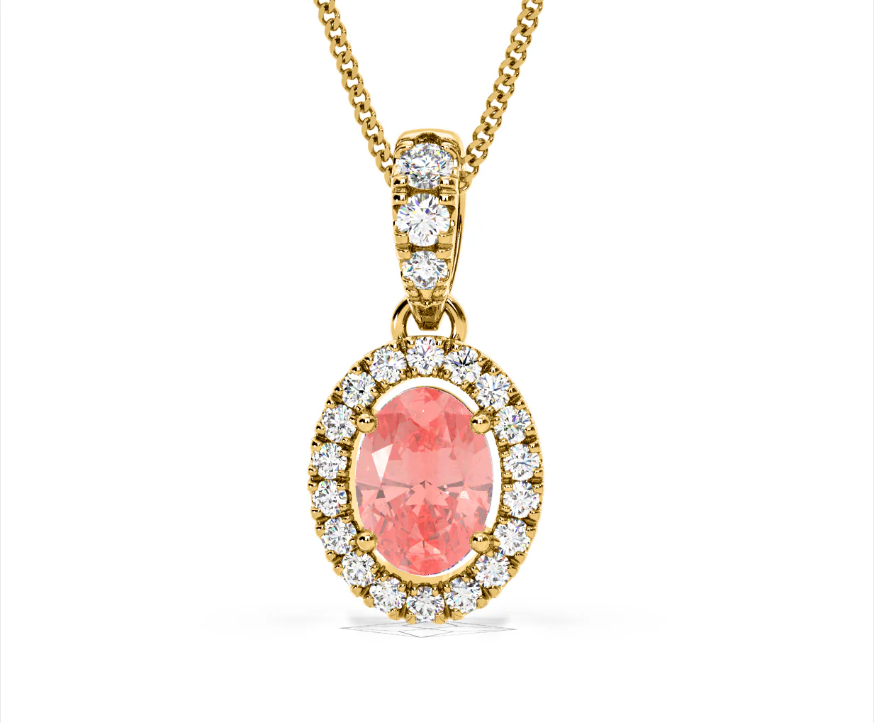 Georgina Pink Lab Diamond Oval Halo Necklace 1.38ct in 18KGold - Elara Collection - Image 9