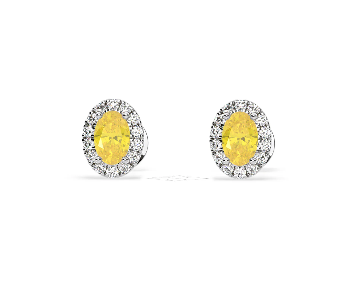 Georgina Yellow Lab Diamond 1.34ct Oval Halo Earrings in 18K White Gold - Elara Collection - Image 10