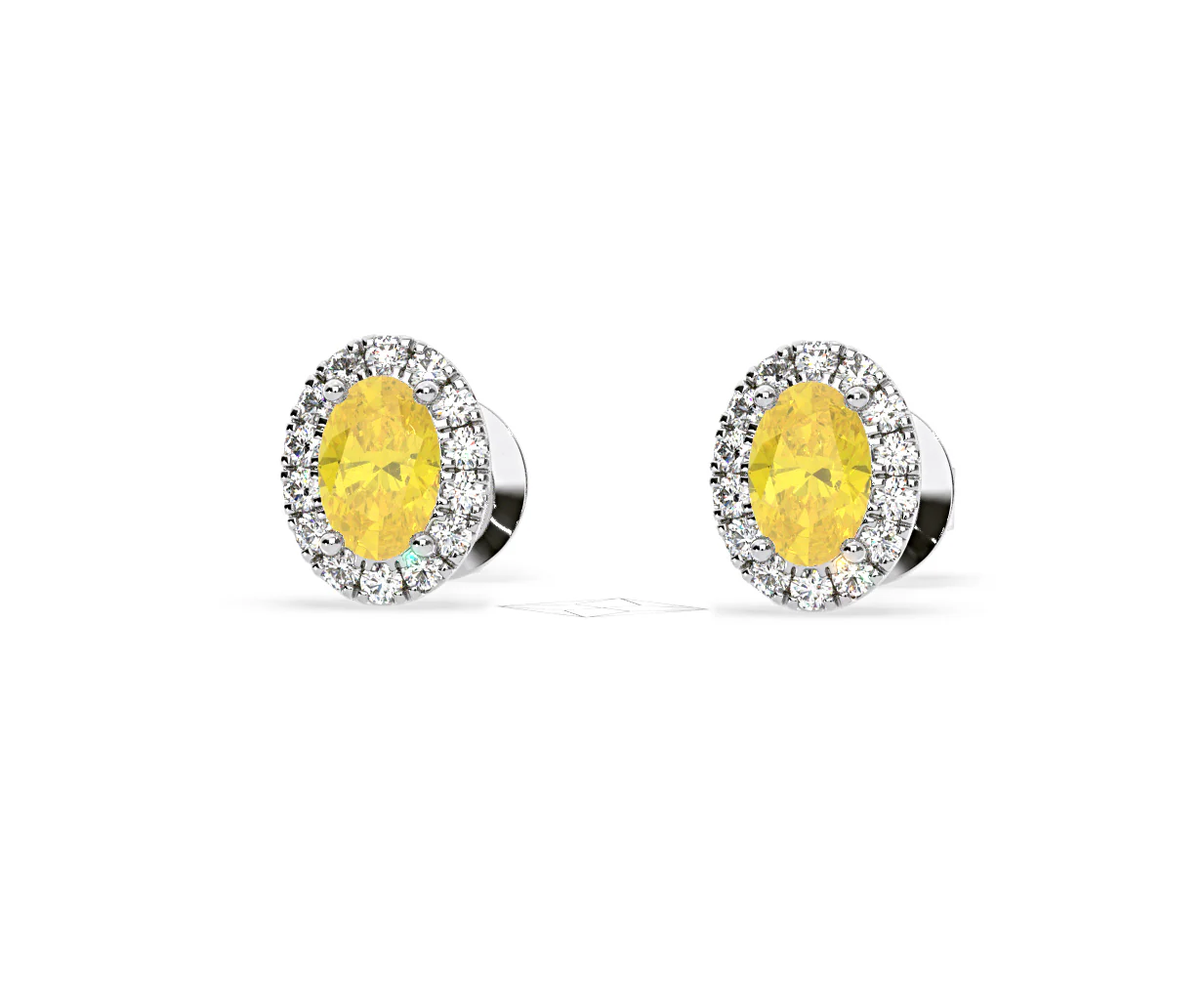 Georgina Yellow Lab Diamond 1.34ct Oval Halo Earrings in 18K White Gold - Elara Collection - Image 11