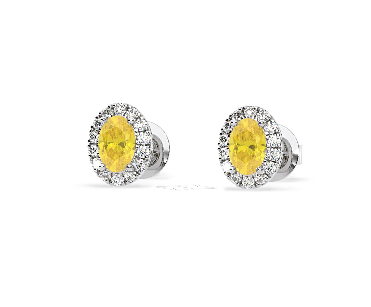 Georgina Yellow Lab Diamond 1.34ct Oval Halo Earrings in 18K White Gold - Elara Collection - Image 12