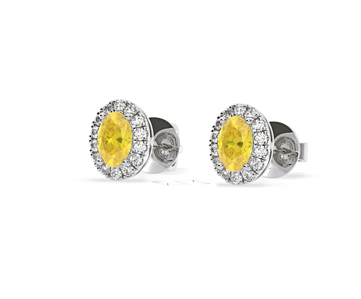 Georgina Yellow Lab Diamond 1.34ct Oval Halo Earrings in 18K White Gold - Elara Collection - Image 14