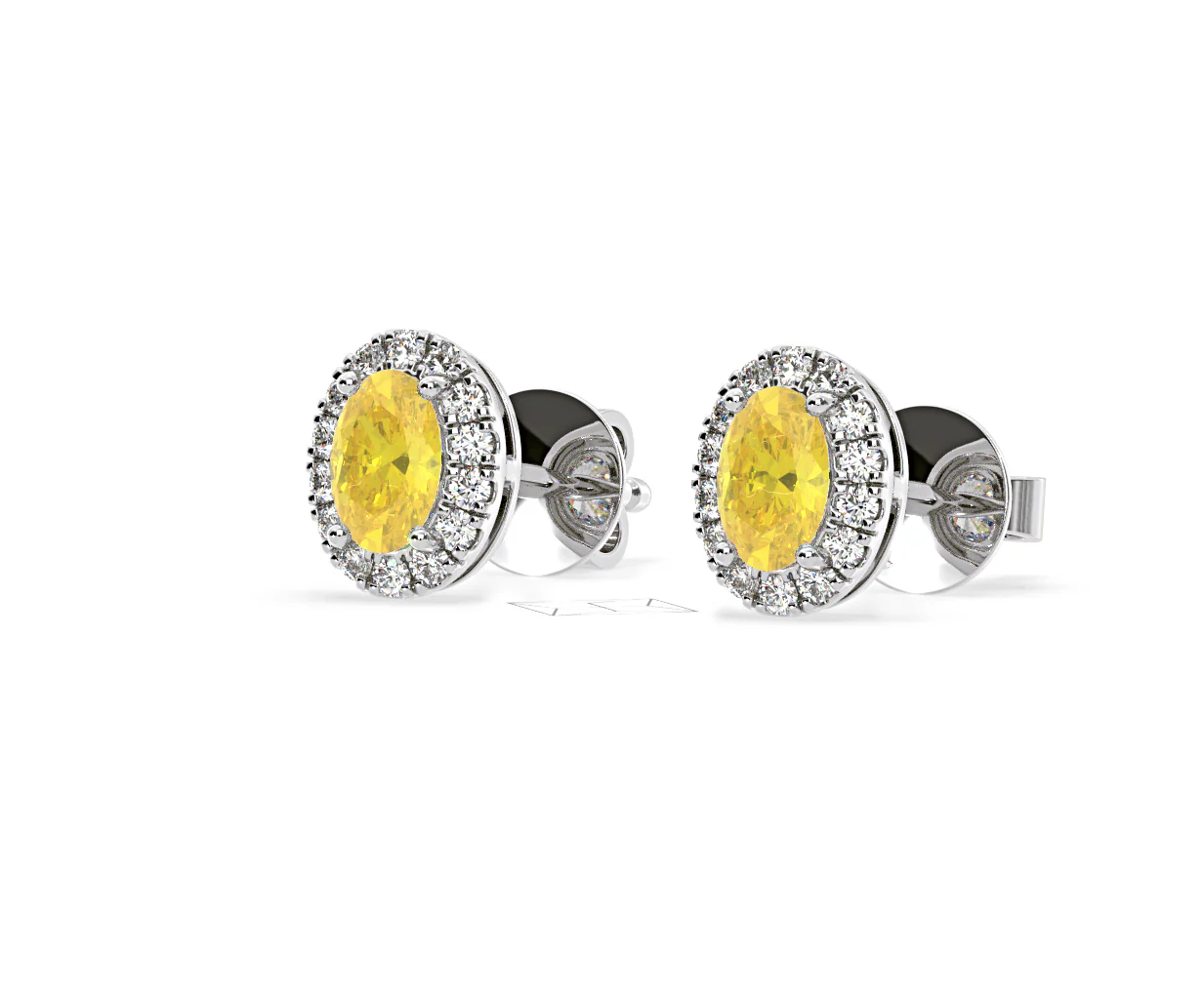 Georgina Yellow Lab Diamond 1.34ct Oval Halo Earrings in 18K White Gold - Elara Collection - Image 15