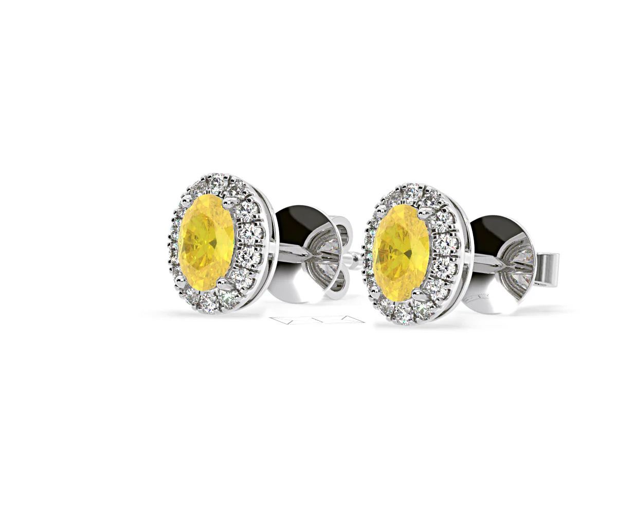 Georgina Yellow Lab Diamond 1.34ct Oval Halo Earrings in 18K White Gold - Elara Collection - Image 16