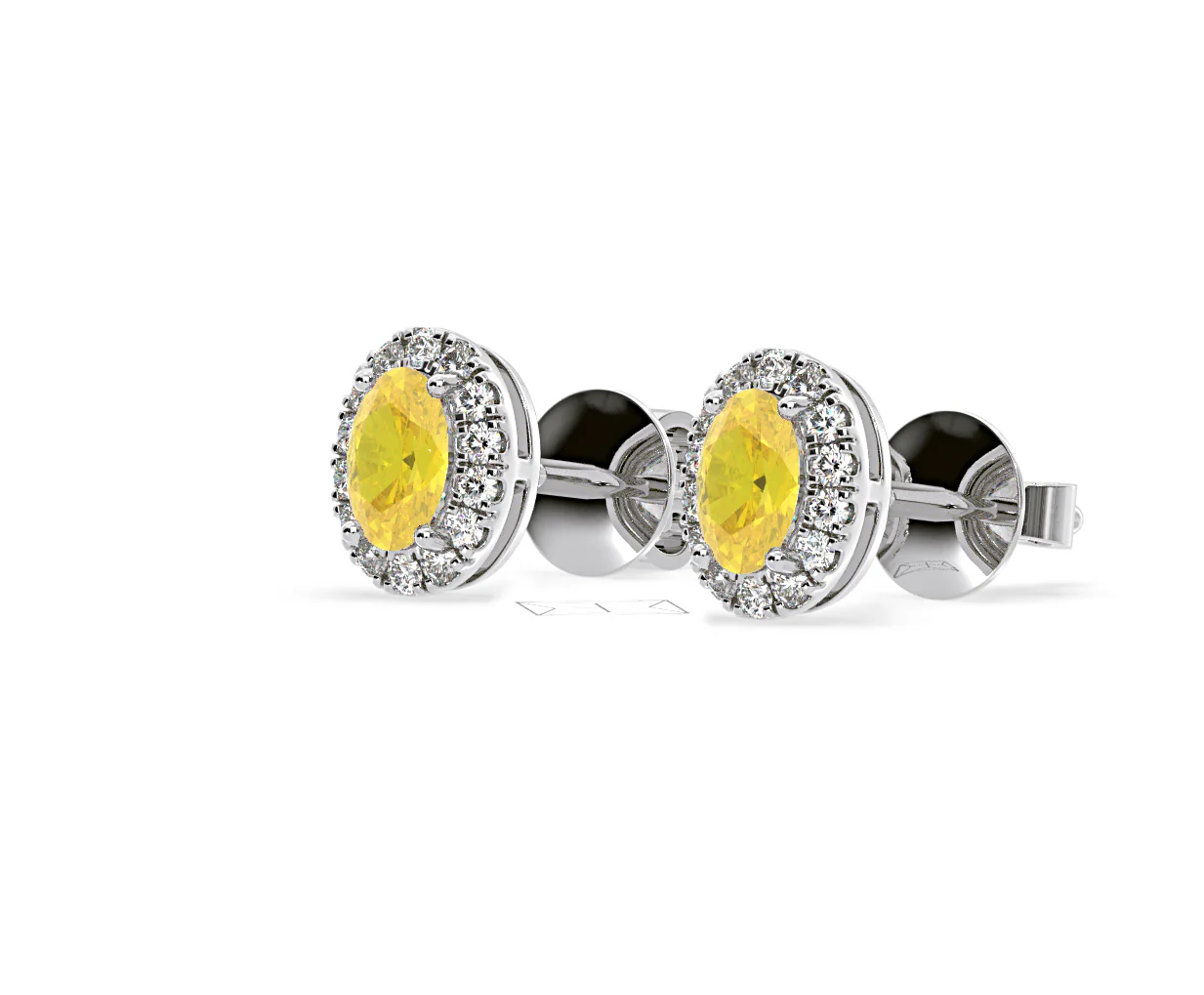 Georgina Yellow Lab Diamond 1.34ct Oval Halo Earrings in 18K White Gold - Elara Collection - Image 17