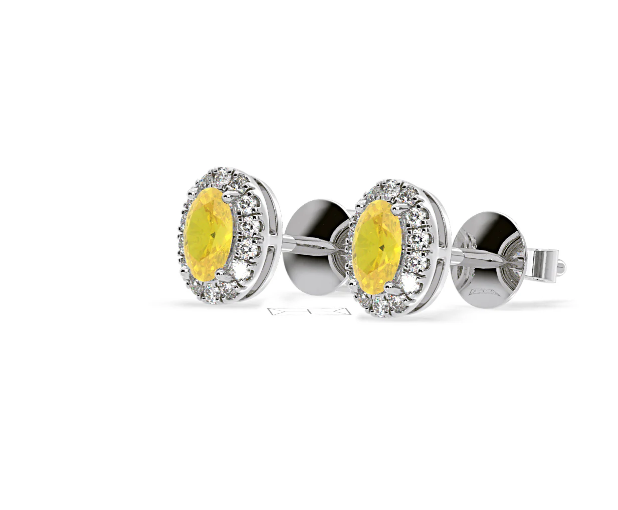 Georgina Yellow Lab Diamond 1.34ct Oval Halo Earrings in 18K White Gold - Elara Collection - Image 18