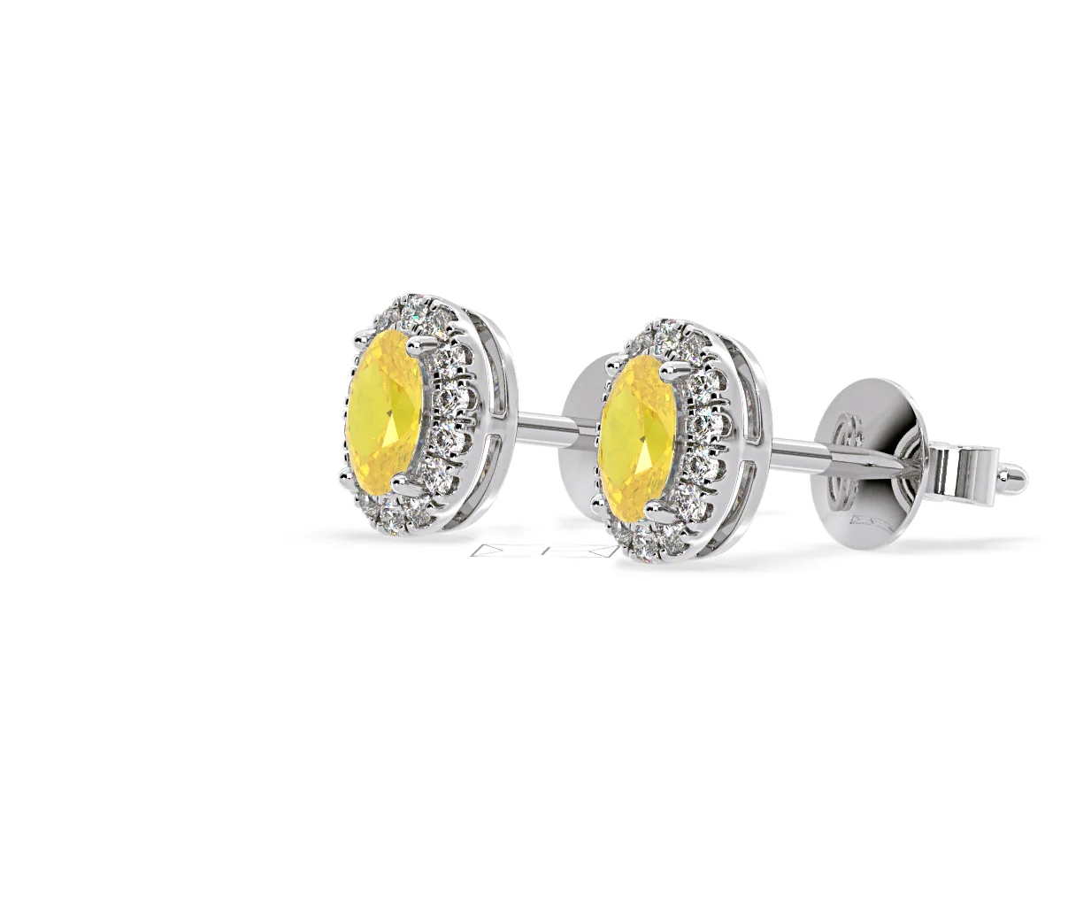 Georgina Yellow Lab Diamond 1.34ct Oval Halo Earrings in 18K White Gold - Elara Collection - Image 20