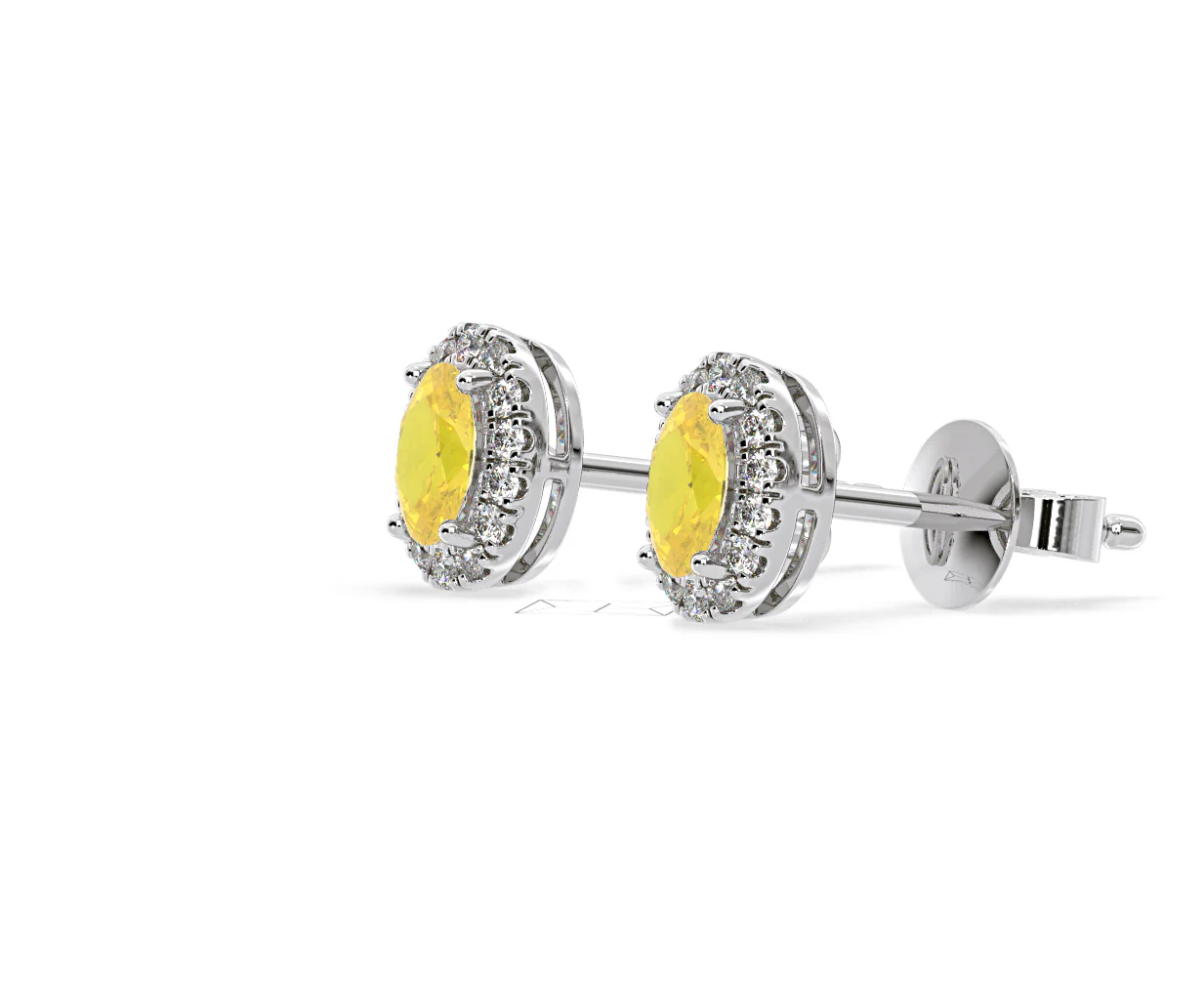 Georgina Yellow Lab Diamond 1.34ct Oval Halo Earrings in 18K White Gold - Elara Collection - Image 21