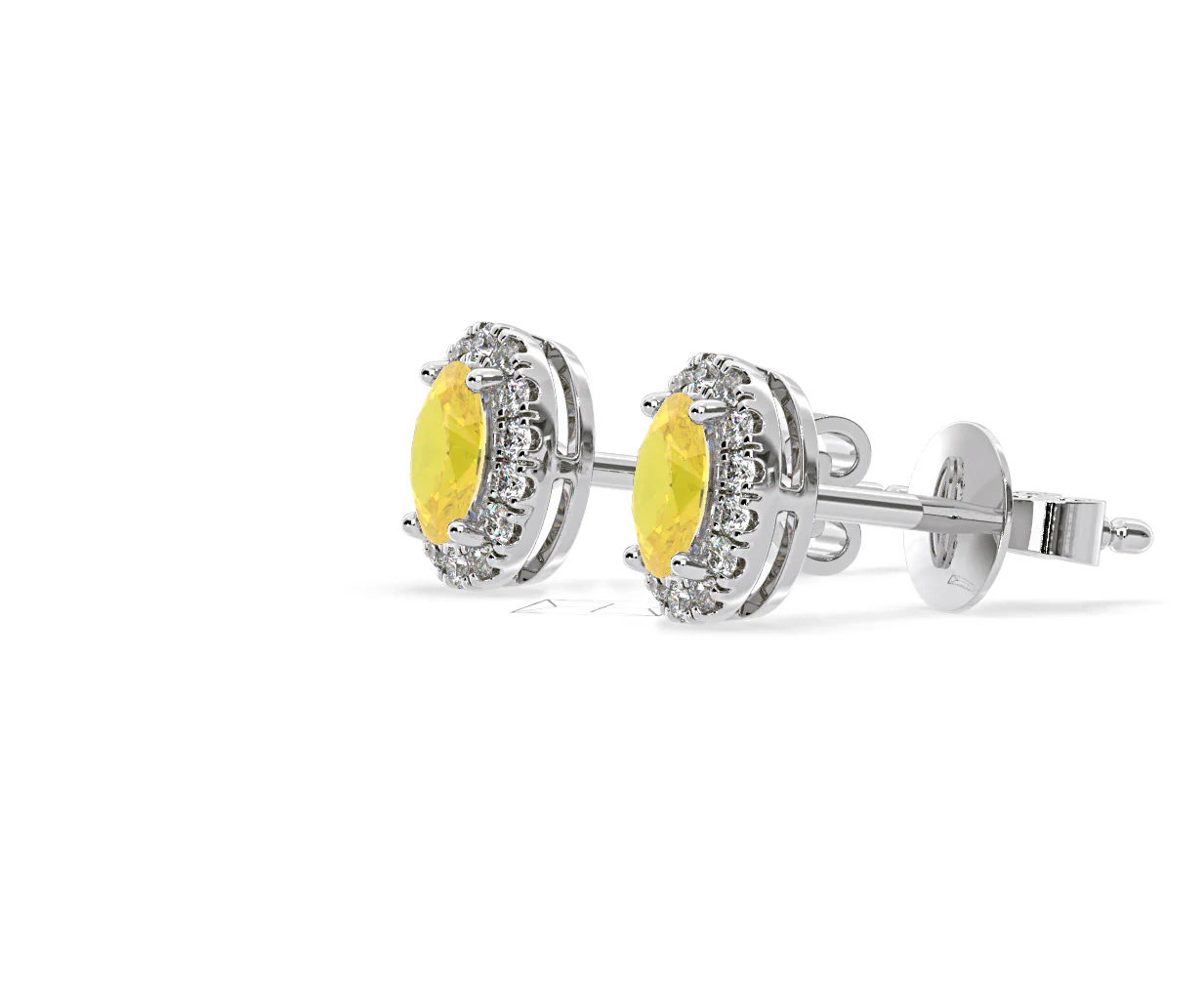 Georgina Yellow Lab Diamond 1.34ct Oval Halo Earrings in 18K White Gold - Elara Collection - Image 22