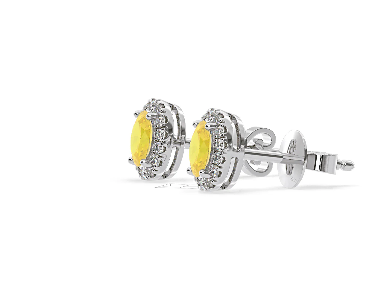 Georgina Yellow Lab Diamond 1.34ct Oval Halo Earrings in 18K White Gold - Elara Collection - Image 23