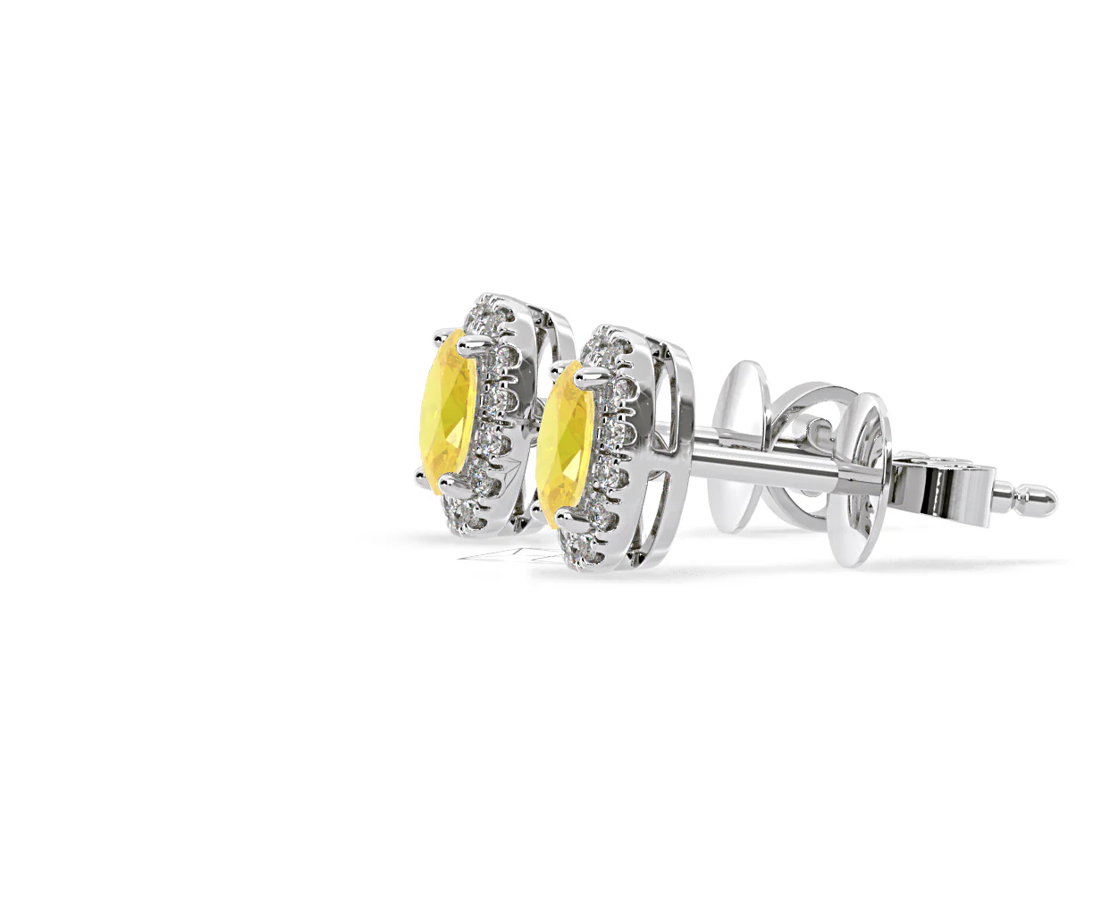 Georgina Yellow Lab Diamond 1.34ct Oval Halo Earrings in 18K White Gold - Elara Collection - Image 25