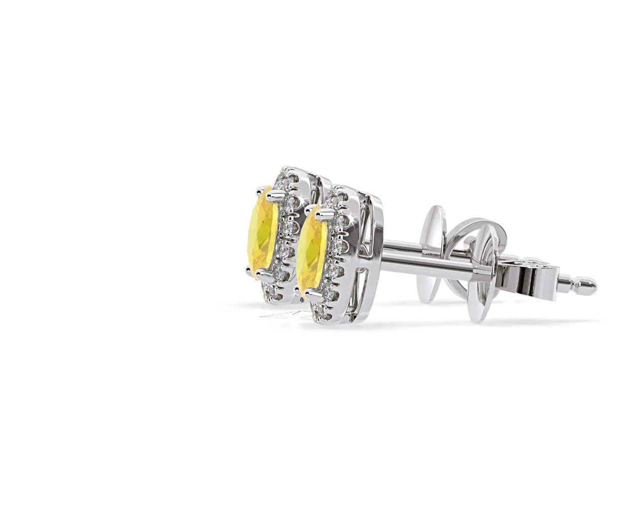 Georgina Yellow Lab Diamond 1.34ct Oval Halo Earrings in 18K White Gold - Elara Collection - Image 26