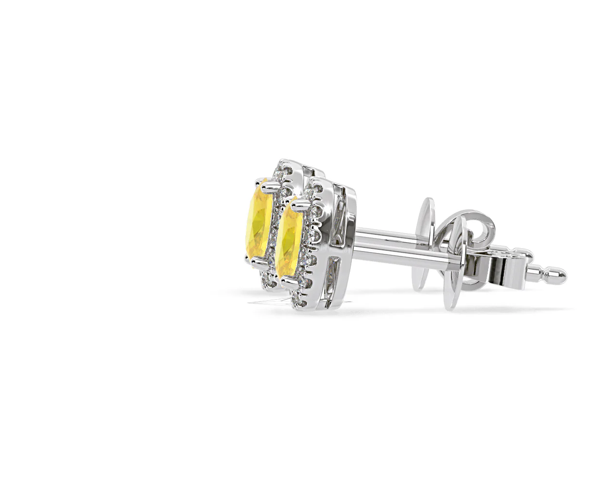 Georgina Yellow Lab Diamond 1.34ct Oval Halo Earrings in 18K White Gold - Elara Collection - Image 27