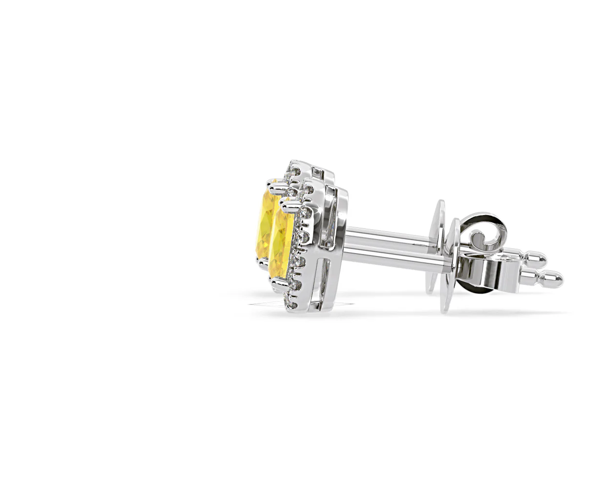 Georgina Yellow Lab Diamond 1.34ct Oval Halo Earrings in 18K White Gold - Elara Collection - Image 28