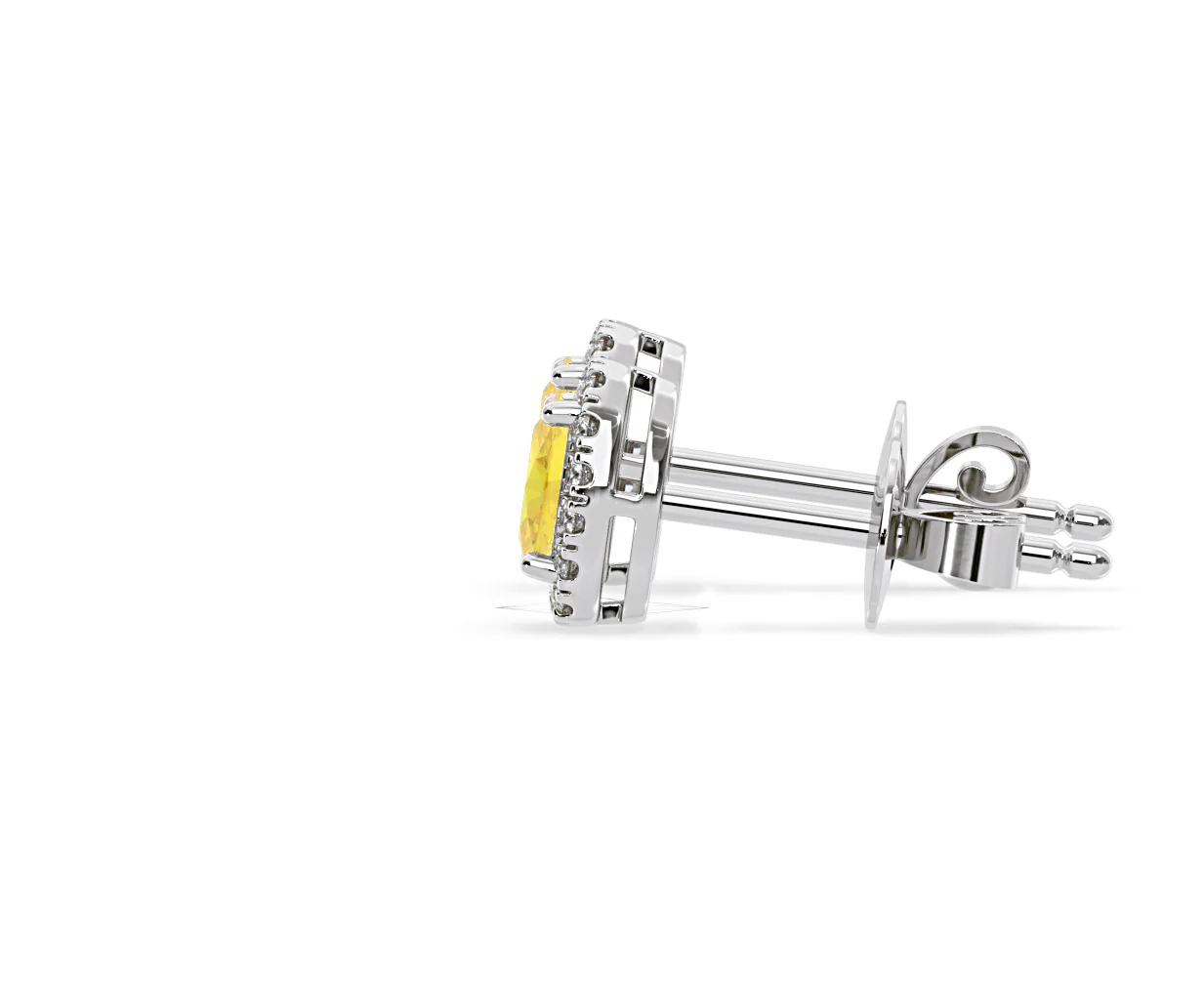 Georgina Yellow Lab Diamond 1.34ct Oval Halo Earrings in 18K White Gold - Elara Collection - Image 29